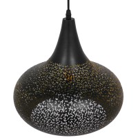 GLOBOSTAR® JANIS 01590 Μοντέρνο Κρεμαστό Φωτιστικό Οροφής με Ντουί 1 x E27 AC 220-240V IP20 - Μαύρο & Χρυσό - Μ30 x Π30 x Υ30cm