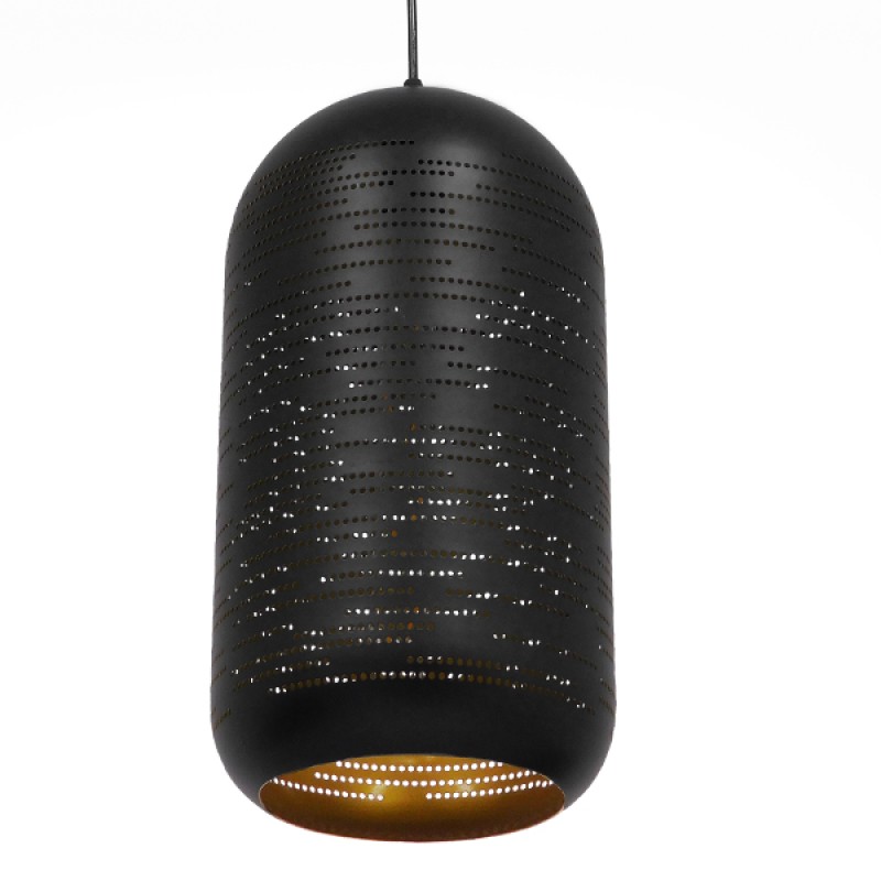 GLOBOSTAR® JANIS 01591 Μοντέρνο Κρεμαστό Φωτιστικό Οροφής με Ντουί 1 x E27 AC 220-240V IP20 - Μαύρο & Χρυσό - Μ20 x Π20 x Υ41cm