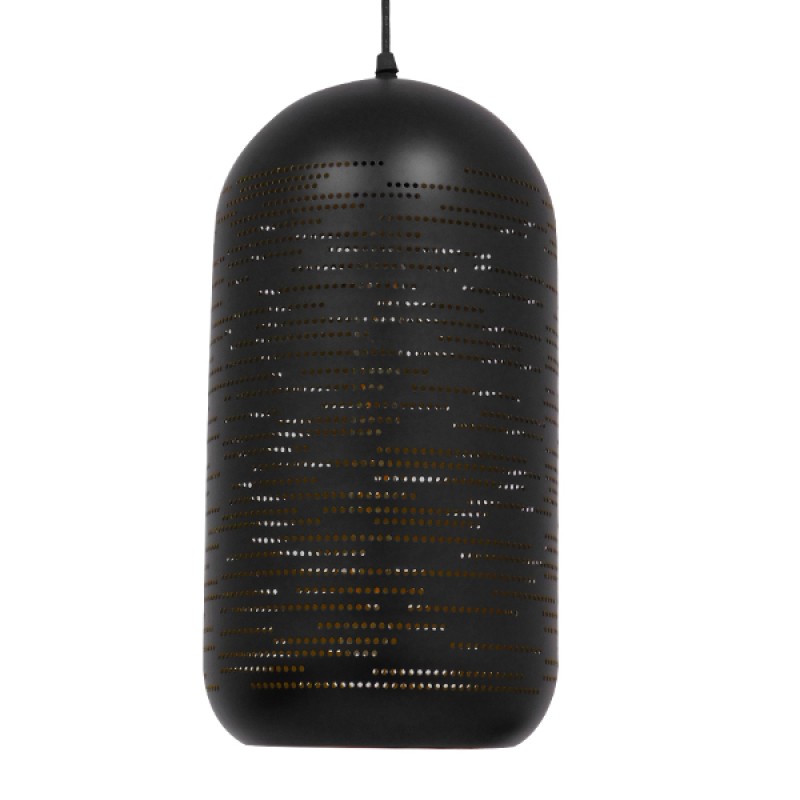 GLOBOSTAR® JANIS 01591 Μοντέρνο Κρεμαστό Φωτιστικό Οροφής με Ντουί 1 x E27 AC 220-240V IP20 - Μαύρο & Χρυσό - Μ20 x Π20 x Υ41cm