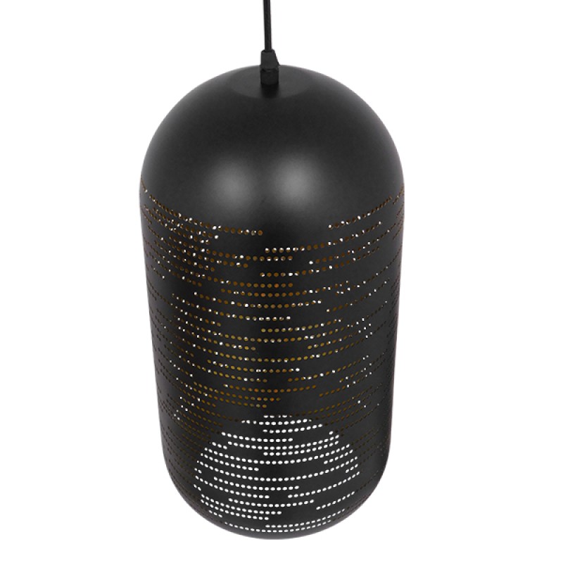 GLOBOSTAR® JANIS 01591 Μοντέρνο Κρεμαστό Φωτιστικό Οροφής με Ντουί 1 x E27 AC 220-240V IP20 - Μαύρο & Χρυσό - Μ20 x Π20 x Υ41cm