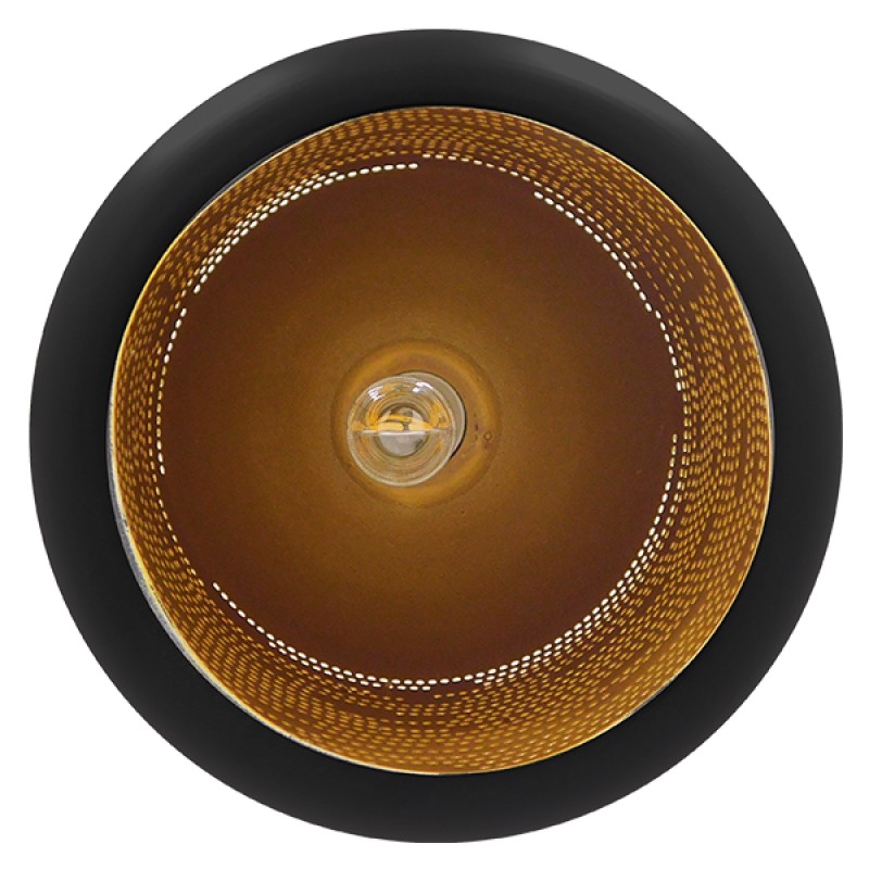 GLOBOSTAR® JANIS 01591 Μοντέρνο Κρεμαστό Φωτιστικό Οροφής με Ντουί 1 x E27 AC 220-240V IP20 - Μαύρο & Χρυσό - Μ20 x Π20 x Υ41cm