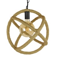 GLOBOSTAR® BALANCE 01596 Vintage Κρεμαστό Φωτιστικό Οροφής με Ντουί 1 x E27 AC 220-240V IP20 - Μαύρο & Μπεζ - Μ35 x Π35 x Υ36cm