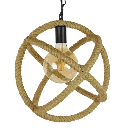 GLOBOSTAR® BALANCE 01596 Vintage Κρεμαστό Φωτιστικό Οροφής με Ντουί 1 x E27 AC 220-240V IP20 - Μαύρο & Μπεζ - Μ35 x Π35 x Υ36cm