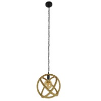 GLOBOSTAR® BALANCE 01596 Vintage Κρεμαστό Φωτιστικό Οροφής με Ντουί 1 x E27 AC 220-240V IP20 - Μαύρο & Μπεζ - Μ35 x Π35 x Υ36cm