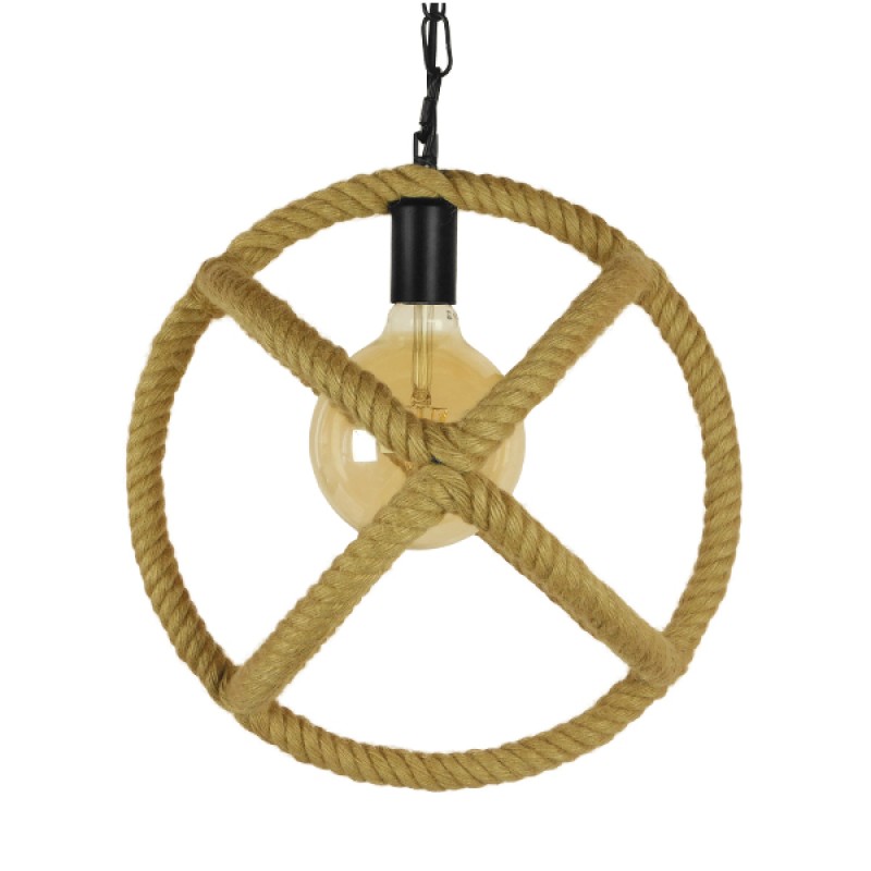 GLOBOSTAR® BALANCE 01596 Vintage Κρεμαστό Φωτιστικό Οροφής με Ντουί 1 x E27 AC 220-240V IP20 - Μαύρο & Μπεζ - Μ35 x Π35 x Υ36cm