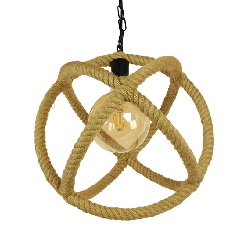 GLOBOSTAR® BALANCE 01596 Vintage Κρεμαστό Φωτιστικό Οροφής με Ντουί 1 x E27 AC 220-240V IP20 - Μαύρο & Μπεζ - Μ35 x Π35 x Υ36cm