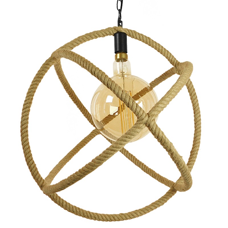 GLOBOSTAR® BELLE 01597 Vintage Κρεμαστό Φωτιστικό Οροφής με Ντουί 1 x E27 AC 220-240V IP20 - Μπεζ - Μ56 x Π56 x Y58cm