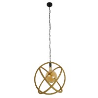 GLOBOSTAR® BELLE 01597 Vintage Κρεμαστό Φωτιστικό Οροφής με Ντουί 1 x E27 AC 220-240V IP20 - Μπεζ - Μ56 x Π56 x Y58cm