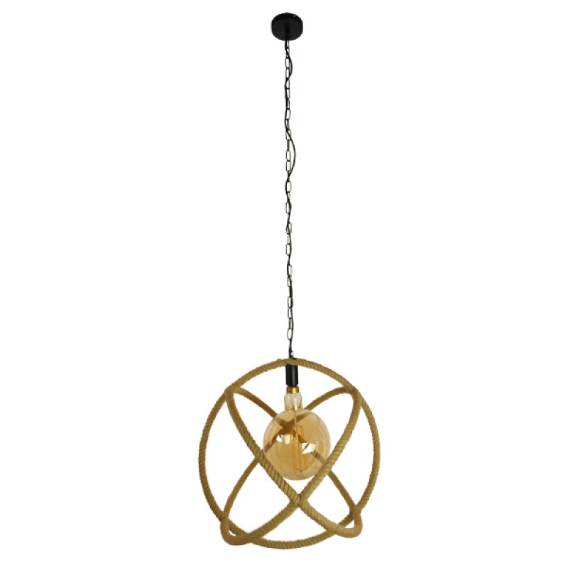 GLOBOSTAR® BELLE 01597 Vintage Κρεμαστό Φωτιστικό Οροφής με Ντουί 1 x E27 AC 220-240V IP20 - Μπεζ - Μ56 x Π56 x Y58cm