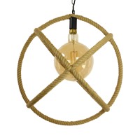 GLOBOSTAR® BELLE 01597 Vintage Κρεμαστό Φωτιστικό Οροφής με Ντουί 1 x E27 AC 220-240V IP20 - Μπεζ - Μ56 x Π56 x Y58cm