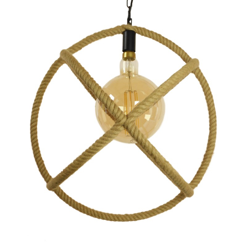 GLOBOSTAR® BELLE 01597 Vintage Κρεμαστό Φωτιστικό Οροφής με Ντουί 1 x E27 AC 220-240V IP20 - Μπεζ - Μ56 x Π56 x Y58cm
