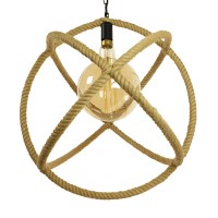 GLOBOSTAR® BELLE 01597 Vintage Κρεμαστό Φωτιστικό Οροφής με Ντουί 1 x E27 AC 220-240V IP20 - Μπεζ - Μ56 x Π56 x Y58cm