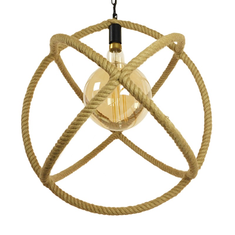 GLOBOSTAR® BELLE 01597 Vintage Κρεμαστό Φωτιστικό Οροφής με Ντουί 1 x E27 AC 220-240V IP20 - Μπεζ - Μ56 x Π56 x Y58cm