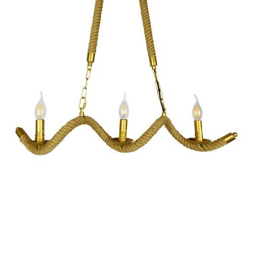 GLOBOSTAR® LUXOR 01598 Vintage Κρεμαστό Φωτιστικό Οροφής με Ντουί 3 x E14 AC 220-240V IP20 - Χρυσό & Μπεζ - Μ75 x Π13 x Y18cm