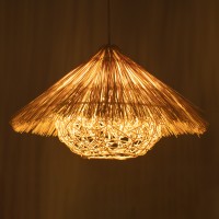 GLOBOSTAR® CHEOPE 01599 Boho Κρεμαστό Φωτιστικό Οροφής με Ντουί 1 x E27 AC 220-240V IP20 - Μπεζ - Μ45 x Π45 x Υ35cm