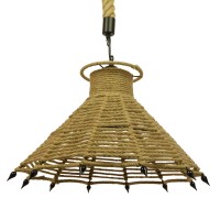 GLOBOSTAR® OZERO 01603 Boho Κρεμαστό Φωτιστικό Οροφής με Ντουί 1 x E27 AC 220-240V IP20 - Μπεζ & Μαύρο - Μ41 x Π41 x Y28cm