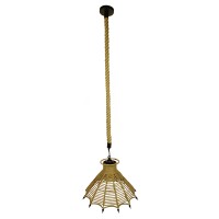 GLOBOSTAR® OZERO 01603 Boho Κρεμαστό Φωτιστικό Οροφής με Ντουί 1 x E27 AC 220-240V IP20 - Μπεζ & Μαύρο - Μ41 x Π41 x Y28cm