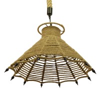 GLOBOSTAR® OZERO 01603 Boho Κρεμαστό Φωτιστικό Οροφής με Ντουί 1 x E27 AC 220-240V IP20 - Μπεζ & Μαύρο - Μ41 x Π41 x Y28cm