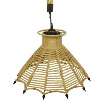 GLOBOSTAR® OZERO 01603 Boho Κρεμαστό Φωτιστικό Οροφής με Ντουί 1 x E27 AC 220-240V IP20 - Μπεζ & Μαύρο - Μ41 x Π41 x Y28cm