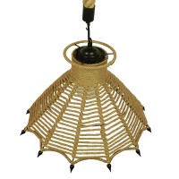 GLOBOSTAR® OZERO 01603 Boho Κρεμαστό Φωτιστικό Οροφής με Ντουί 1 x E27 AC 220-240V IP20 - Μπεζ & Μαύρο - Μ41 x Π41 x Y28cm