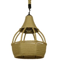 GLOBOSTAR® KUBRIC 01605 Boho Κρεμαστό Φωτιστικό Οροφής με Ντουί 1 x E27 AC 220-240V IP20 - Μπεζ - Μ30 x Π30 x Y40cm