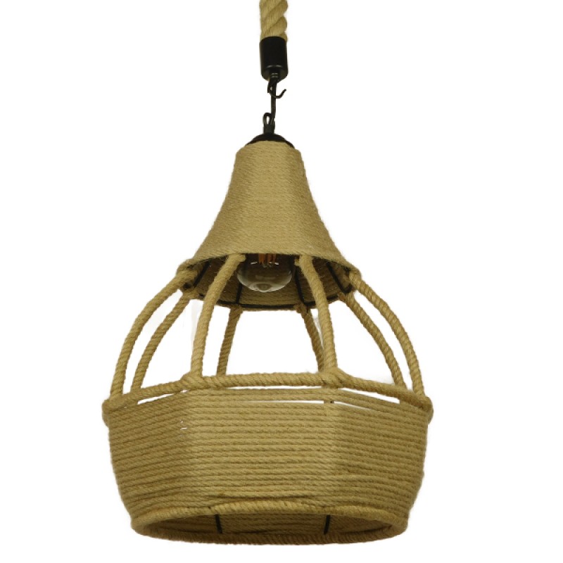 GLOBOSTAR® KUBRIC 01605 Boho Κρεμαστό Φωτιστικό Οροφής με Ντουί 1 x E27 AC 220-240V IP20 - Μπεζ - Μ30 x Π30 x Y40cm