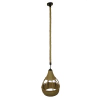 GLOBOSTAR® KUBRIC 01605 Boho Κρεμαστό Φωτιστικό Οροφής με Ντουί 1 x E27 AC 220-240V IP20 - Μπεζ - Μ30 x Π30 x Y40cm
