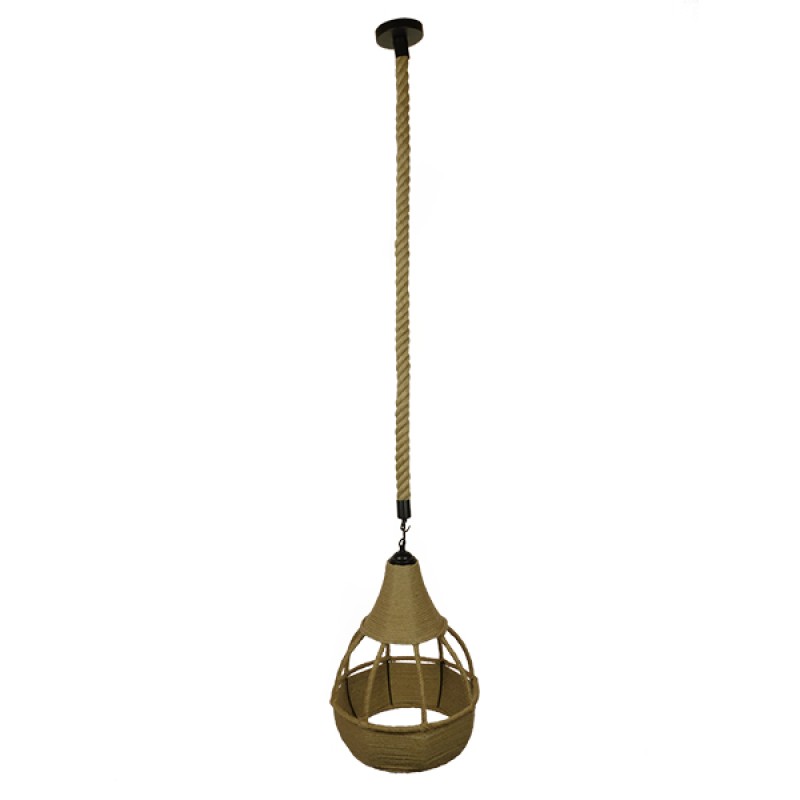 GLOBOSTAR® KUBRIC 01605 Boho Κρεμαστό Φωτιστικό Οροφής με Ντουί 1 x E27 AC 220-240V IP20 - Μπεζ - Μ30 x Π30 x Y40cm