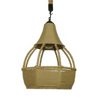 GLOBOSTAR® KUBRIC 01605 Boho Κρεμαστό Φωτιστικό Οροφής με Ντουί 1 x E27 AC 220-240V IP20 - Μπεζ - Μ30 x Π30 x Y40cm