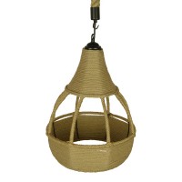 GLOBOSTAR® KUBRIC 01605 Boho Κρεμαστό Φωτιστικό Οροφής με Ντουί 1 x E27 AC 220-240V IP20 - Μπεζ - Μ30 x Π30 x Y40cm