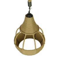 GLOBOSTAR® KUBRIC 01605 Boho Κρεμαστό Φωτιστικό Οροφής με Ντουί 1 x E27 AC 220-240V IP20 - Μπεζ - Μ30 x Π30 x Y40cm