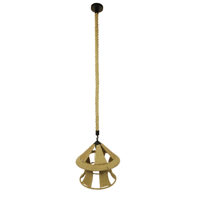 GLOBOSTAR® SOLITARIO 01606 Boho Κρεμαστό Φωτιστικό Οροφής με Ντουί 1 x E27 AC 220-240V IP20 - Μπεζ - Μ36 x Π36 x Y30cm