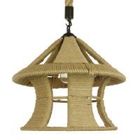 GLOBOSTAR® SOLITARIO 01606 Boho Κρεμαστό Φωτιστικό Οροφής με Ντουί 1 x E27 AC 220-240V IP20 - Μπεζ - Μ36 x Π36 x Y30cm