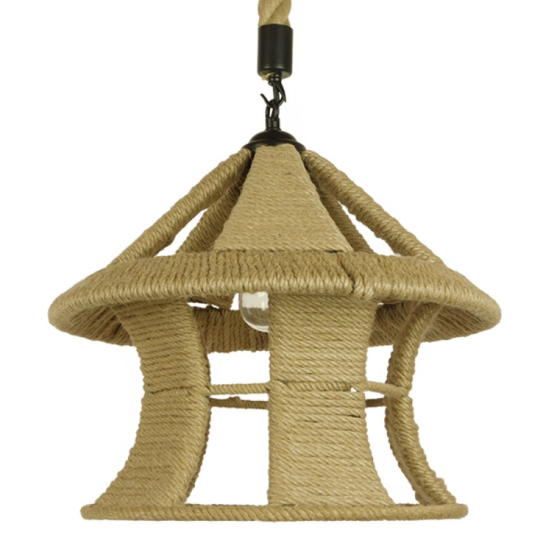 GLOBOSTAR® SOLITARIO 01606 Boho Κρεμαστό Φωτιστικό Οροφής με Ντουί 1 x E27 AC 220-240V IP20 - Μπεζ - Μ36 x Π36 x Y30cm
