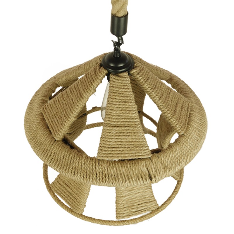 GLOBOSTAR® SOLITARIO 01606 Boho Κρεμαστό Φωτιστικό Οροφής με Ντουί 1 x E27 AC 220-240V IP20 - Μπεζ - Μ36 x Π36 x Y30cm