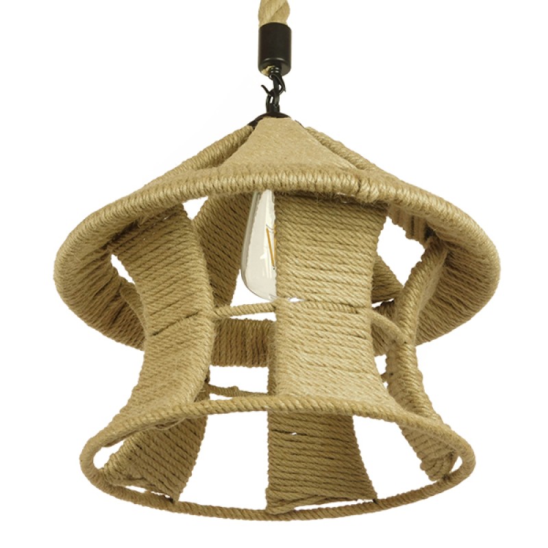 GLOBOSTAR® SOLITARIO 01606 Boho Κρεμαστό Φωτιστικό Οροφής με Ντουί 1 x E27 AC 220-240V IP20 - Μπεζ - Μ36 x Π36 x Y30cm