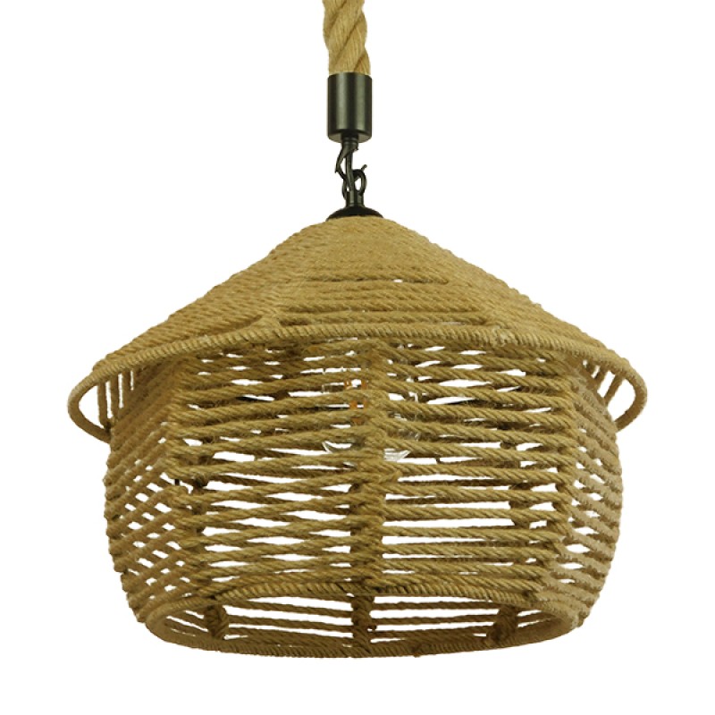 GLOBOSTAR® SPIRIT 01607 Boho Κρεμαστό Φωτιστικό Οροφής με Ντουί 1 x E27 AC 220-240V IP20 - Μπεζ - Μ35 x Π35 x Y30cm