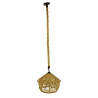 GLOBOSTAR® SPIRIT 01607 Boho Κρεμαστό Φωτιστικό Οροφής με Ντουί 1 x E27 AC 220-240V IP20 - Μπεζ - Μ35 x Π35 x Y30cm