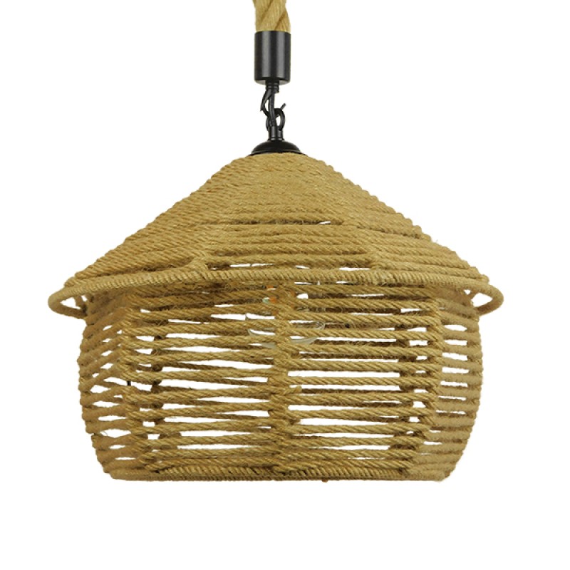 GLOBOSTAR® SPIRIT 01607 Boho Κρεμαστό Φωτιστικό Οροφής με Ντουί 1 x E27 AC 220-240V IP20 - Μπεζ - Μ35 x Π35 x Y30cm