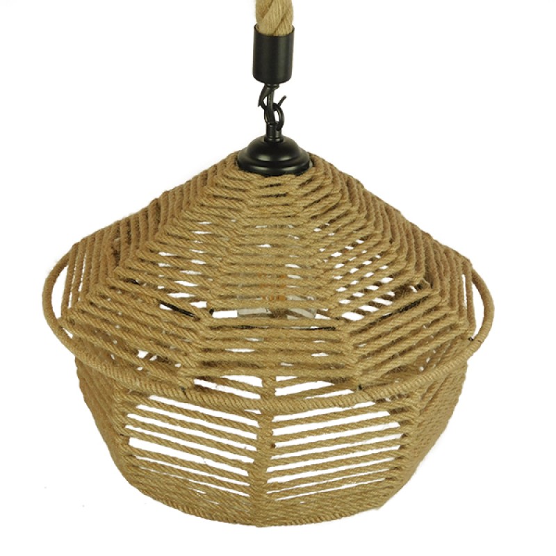 GLOBOSTAR® SPIRIT 01607 Boho Κρεμαστό Φωτιστικό Οροφής με Ντουί 1 x E27 AC 220-240V IP20 - Μπεζ - Μ35 x Π35 x Y30cm