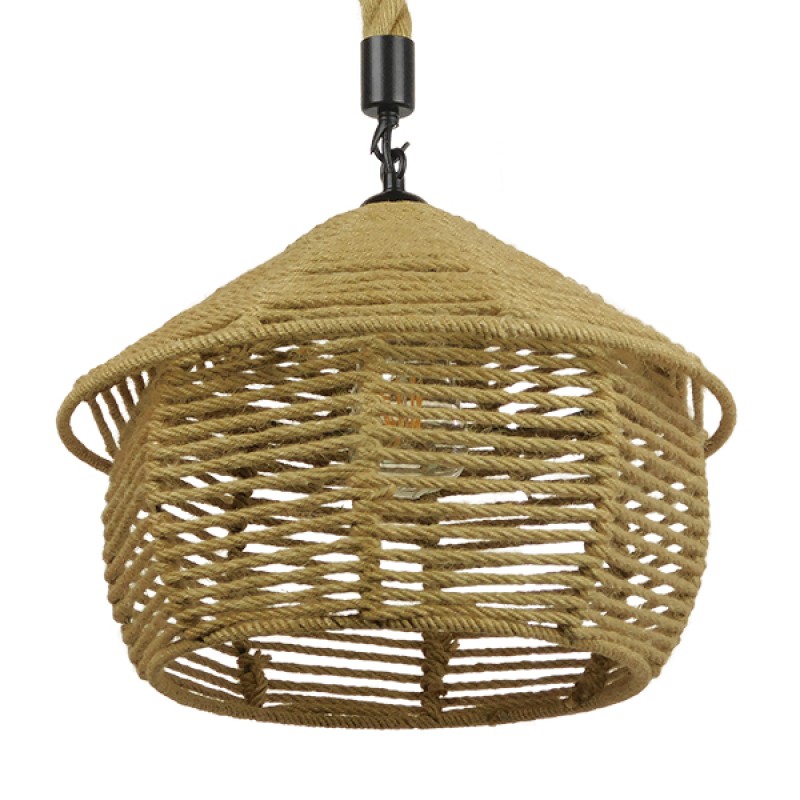 GLOBOSTAR® SPIRIT 01607 Boho Κρεμαστό Φωτιστικό Οροφής με Ντουί 1 x E27 AC 220-240V IP20 - Μπεζ - Μ35 x Π35 x Y30cm