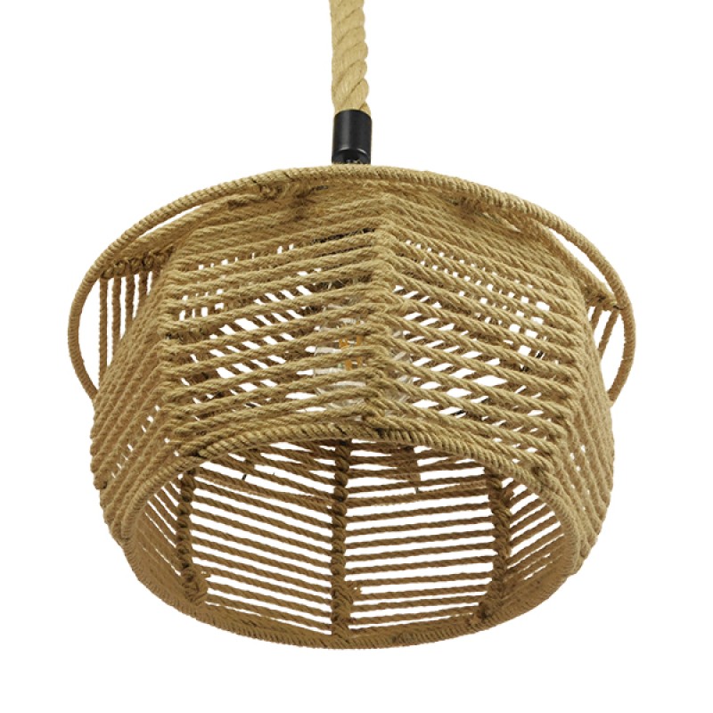 GLOBOSTAR® SPIRIT 01607 Boho Κρεμαστό Φωτιστικό Οροφής με Ντουί 1 x E27 AC 220-240V IP20 - Μπεζ - Μ35 x Π35 x Y30cm