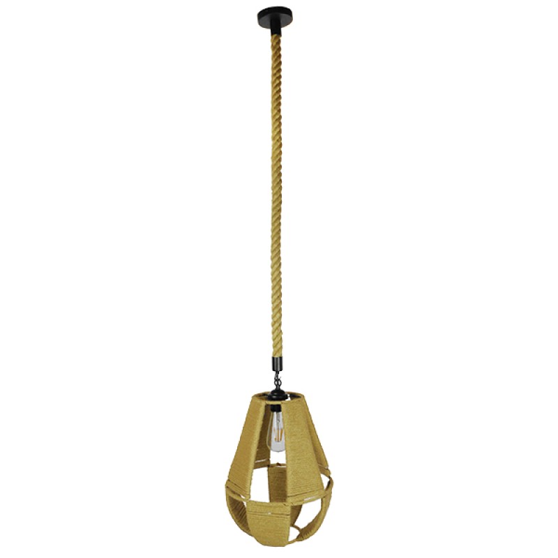 GLOBOSTAR® POLIA 01608 Boho Κρεμαστό Φωτιστικό Οροφής με Ντουί 1 x E27 AC 220-240V IP20 - Μπεζ - Μ30 x Π30 x Y42cm