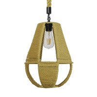 GLOBOSTAR® POLIA 01608 Boho Κρεμαστό Φωτιστικό Οροφής με Ντουί 1 x E27 AC 220-240V IP20 - Μπεζ - Μ30 x Π30 x Y42cm