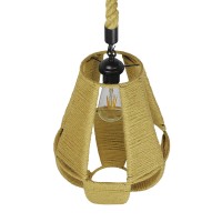 GLOBOSTAR® POLIA 01608 Boho Κρεμαστό Φωτιστικό Οροφής με Ντουί 1 x E27 AC 220-240V IP20 - Μπεζ - Μ30 x Π30 x Y42cm