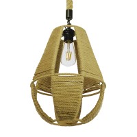 GLOBOSTAR® POLIA 01608 Boho Κρεμαστό Φωτιστικό Οροφής με Ντουί 1 x E27 AC 220-240V IP20 - Μπεζ - Μ30 x Π30 x Y42cm