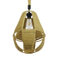 GLOBOSTAR® POLIA 01608 Boho Κρεμαστό Φωτιστικό Οροφής με Ντουί 1 x E27 AC 220-240V IP20 - Μπεζ - Μ30 x Π30 x Y42cm