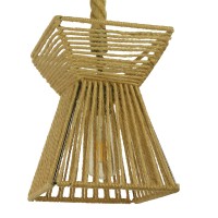 GLOBOSTAR® ROUGE 01611 Boho Κρεμαστό Φωτιστικό Οροφής με Ντουί 1 x E27 AC 220-240V IP20 - Μπεζ - Μ21 x Π21 x Y27cm