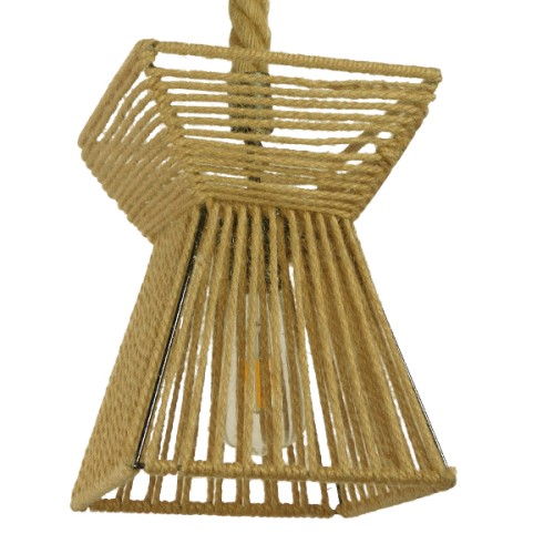 GLOBOSTAR® ROUGE 01611 Boho Κρεμαστό Φωτιστικό Οροφής με Ντουί 1 x E27 AC 220-240V IP20 - Μπεζ - Μ21 x Π21 x Y27cm