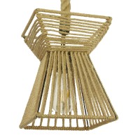 GLOBOSTAR® ROUGE 01611 Boho Κρεμαστό Φωτιστικό Οροφής με Ντουί 1 x E27 AC 220-240V IP20 - Μπεζ - Μ21 x Π21 x Y27cm